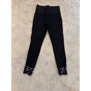 Zara Black Wide Leg Pants with Pearl Accents
